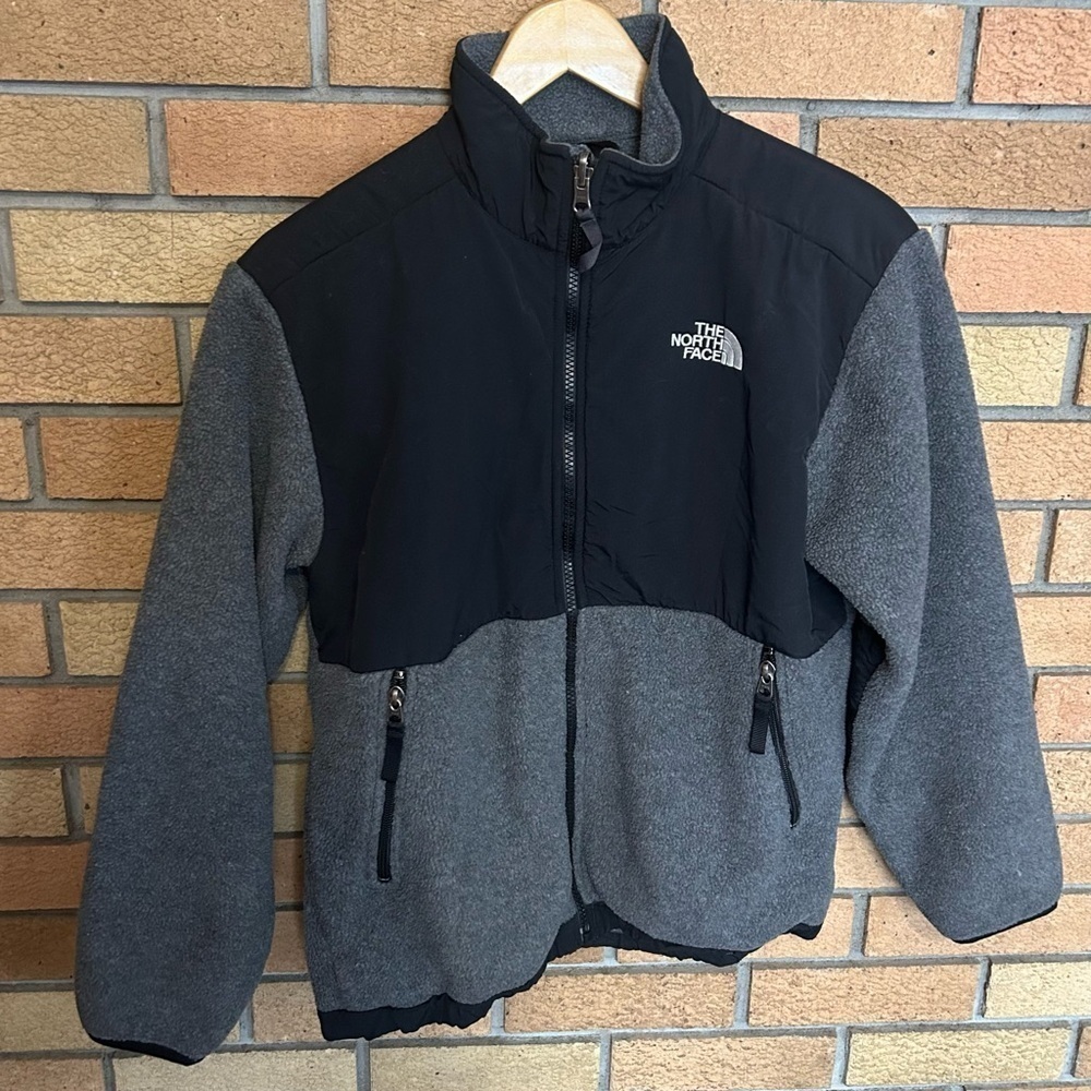 The North Face Jacket Boys Black Gray Fleece Polartec Full Zip Size Large
